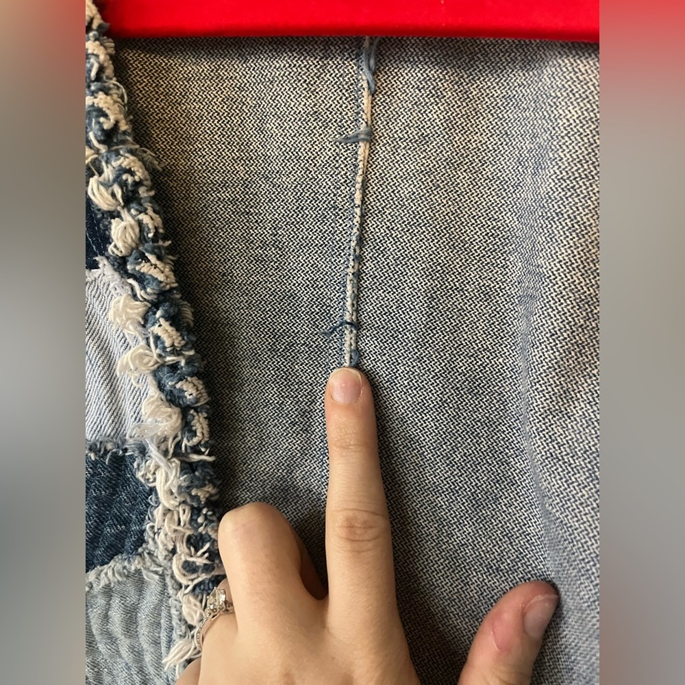Handmade Denim Patchwork Frayed Vest Women's Size M - Picture 12 of 12